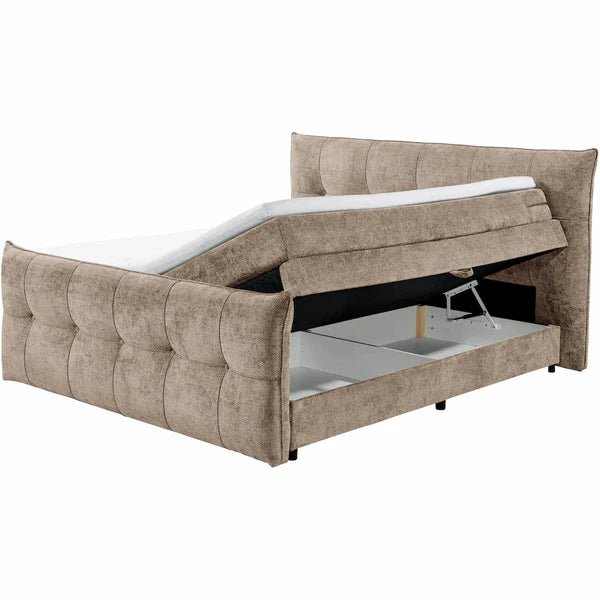 Boxspring Gallardo - Silver | Includes Base and Topper - Marcottestyle Shop 180 x 200 cm HR foam topper (cold foam) | Marcottestyle