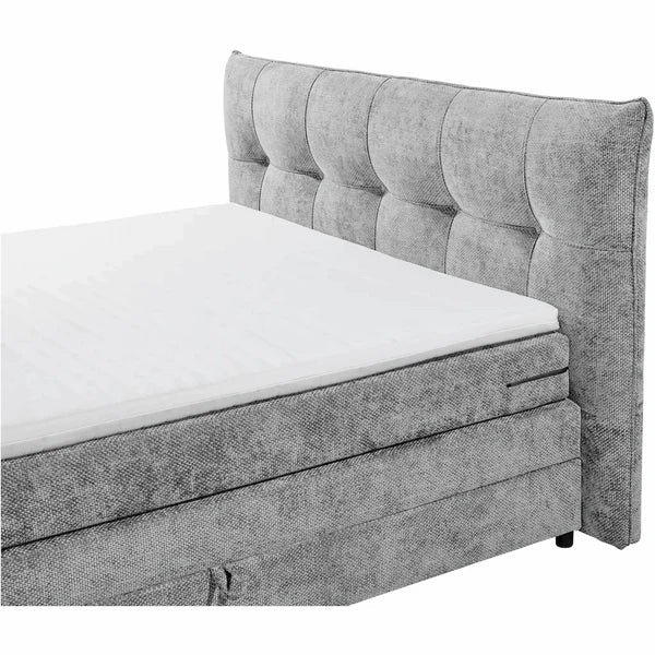 Boxspring Gallardo - Silver | Includes Base and Topper - Marcottestyle Shop 180 x 200 cm HR foam topper (cold foam) | Marcottestyle