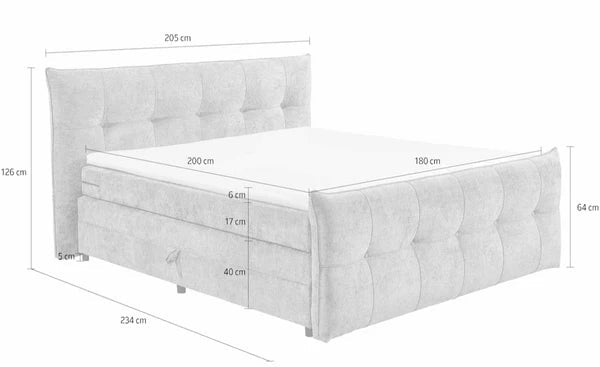 Boxspring Gallardo - Silver | Includes Base and Topper - Marcottestyle Shop 180 x 200 cm HR foam topper (cold foam) | Marcottestyle