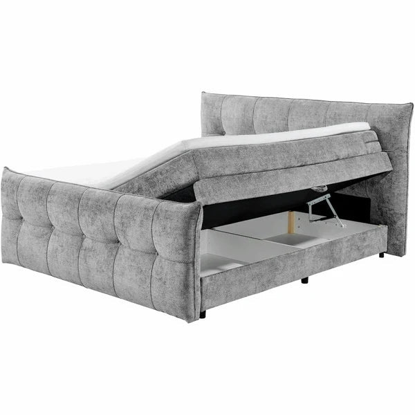 Boxspring Gallardo - Silver | Includes Base and Topper - Marcottestyle Shop 180 x 200 cm HR foam topper (cold foam) | Marcottestyle