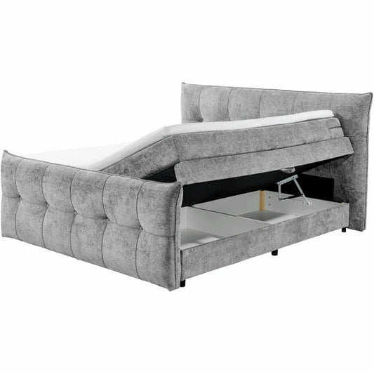 Boxspring Gallardo - Zilver | Includes Base and Topper - Marcottestyle 180 x 200 cm HR foam topper (cold foam)