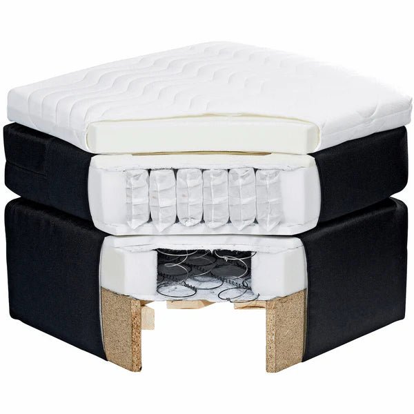 Boxspring Gallardo - Silver | Includes Base and Topper - Marcottestyle Shop 180 x 200 cm HR foam topper (cold foam) | Marcottestyle