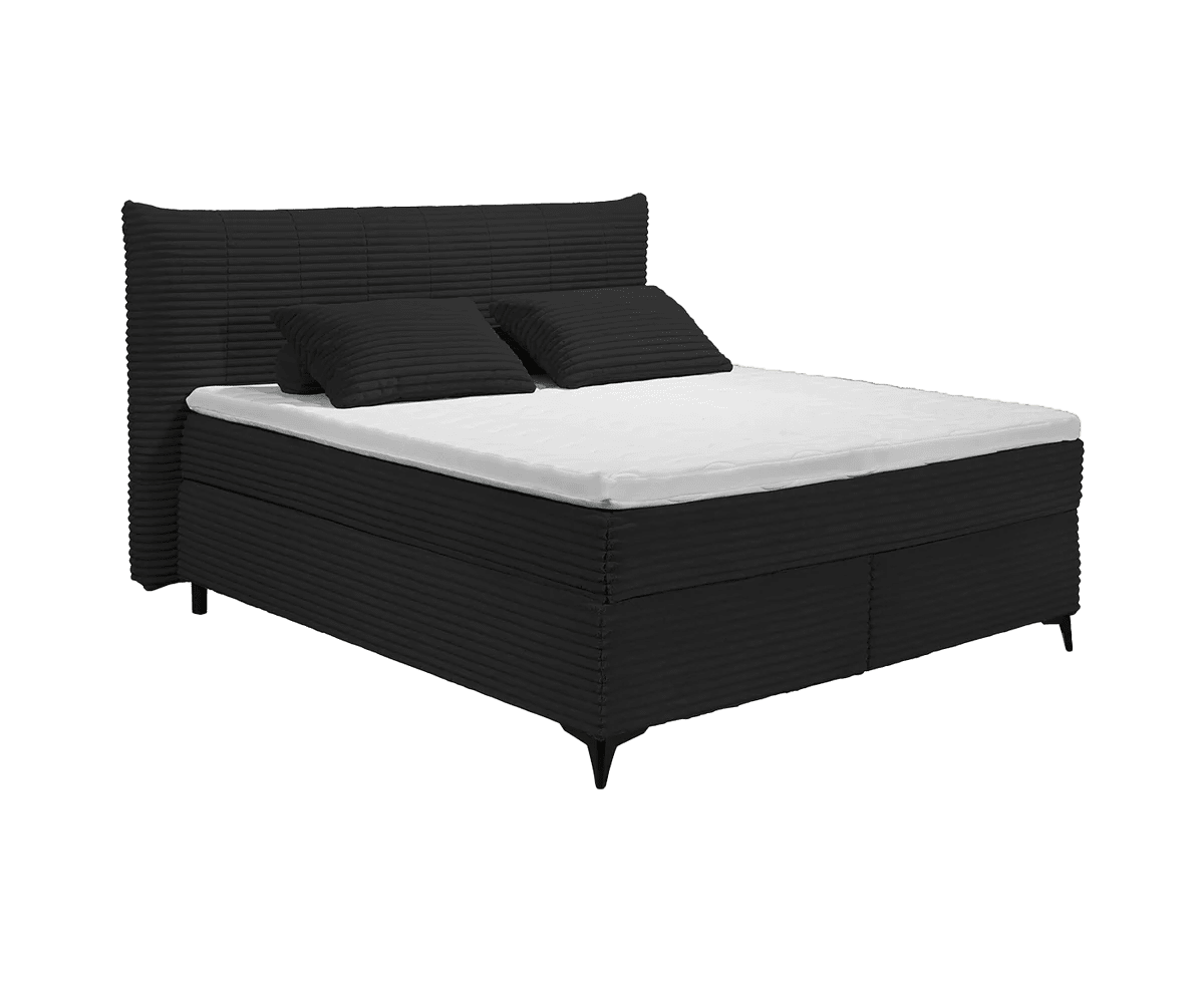 Boxspring Pasena - Black | Includes Base and Topper - Marcottestyle Shop 180 x 200 cm HR foam topper (cold foam) | Marcottestyle