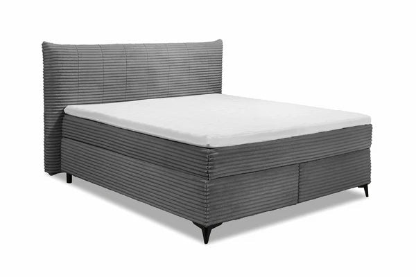 Boxspring Pasena - Gray | Includes Base and Topper - Marcottestyle Shop 180 x 200 cm HR foam topper (cold foam) | Marcottestyle