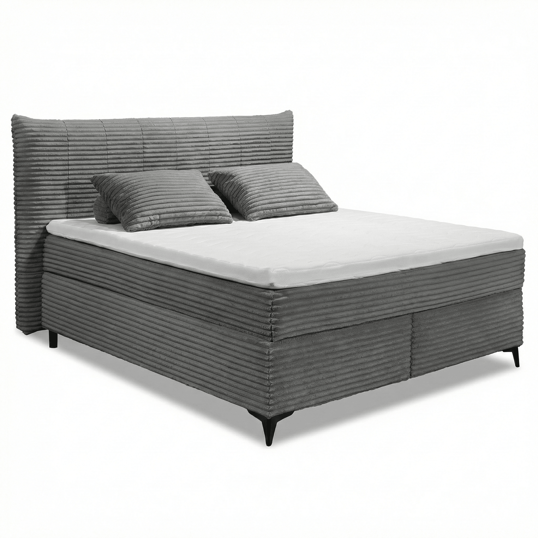 Boxspring Pasena - Grau | Includes Base and Topper - Marcottestyle Shop 180 x 200 cm HR foam topper (cold foam)