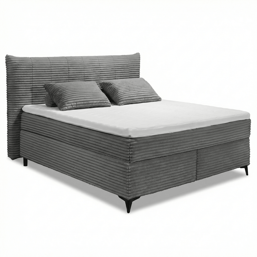 Boxspring Pasena - Grau | Includes Base and Topper - Marcottestyle Shop 180 x 200 cm HR foam topper (cold foam)