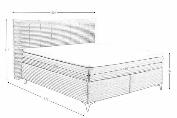 Boxspring Pasena - Peach | Includes Base and Topper - Marcottestyle Shop 180 x 200 cm HR foam topper (cold foam) | Marcottestyle