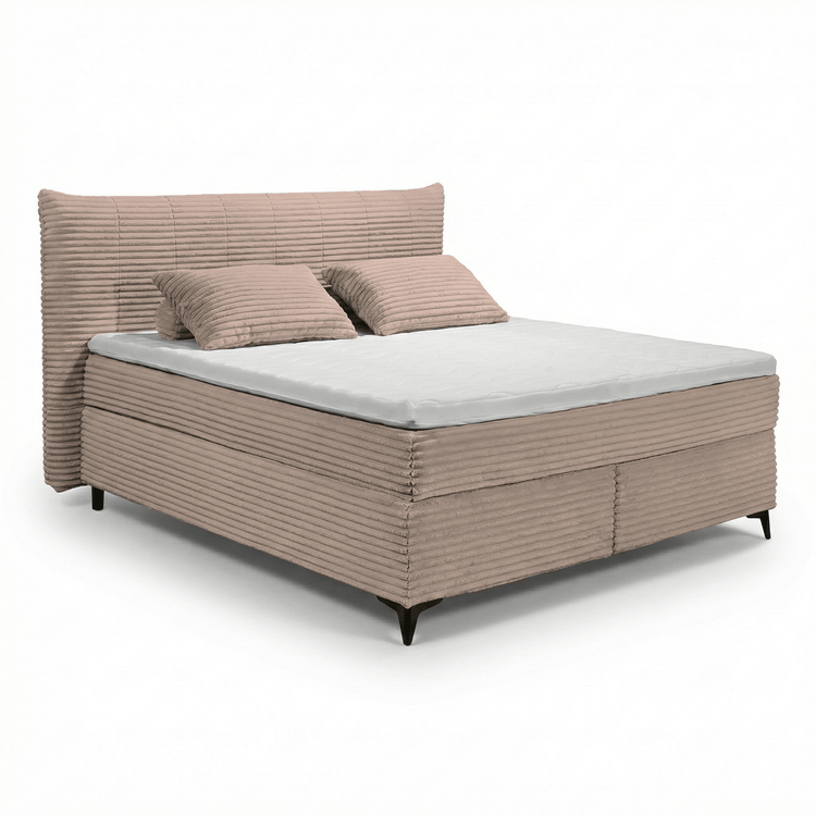 Boxspring Pasena - Peach | Includes Base and Topper - Marcottestyle Shop 180 x 200 cm HR foam topper (cold foam) | Marcottestyle