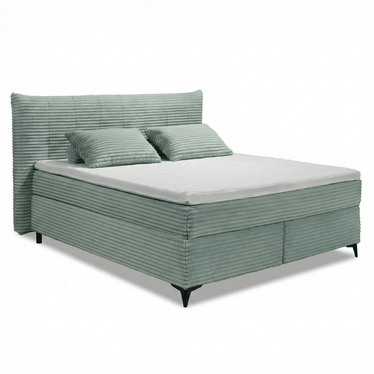 Boxspring Pasena - Turquoise | Includes Base and Topper - Marcottestyle Shop 180 x 200 cm HR foam topper (cold foam) | Marcottestyle