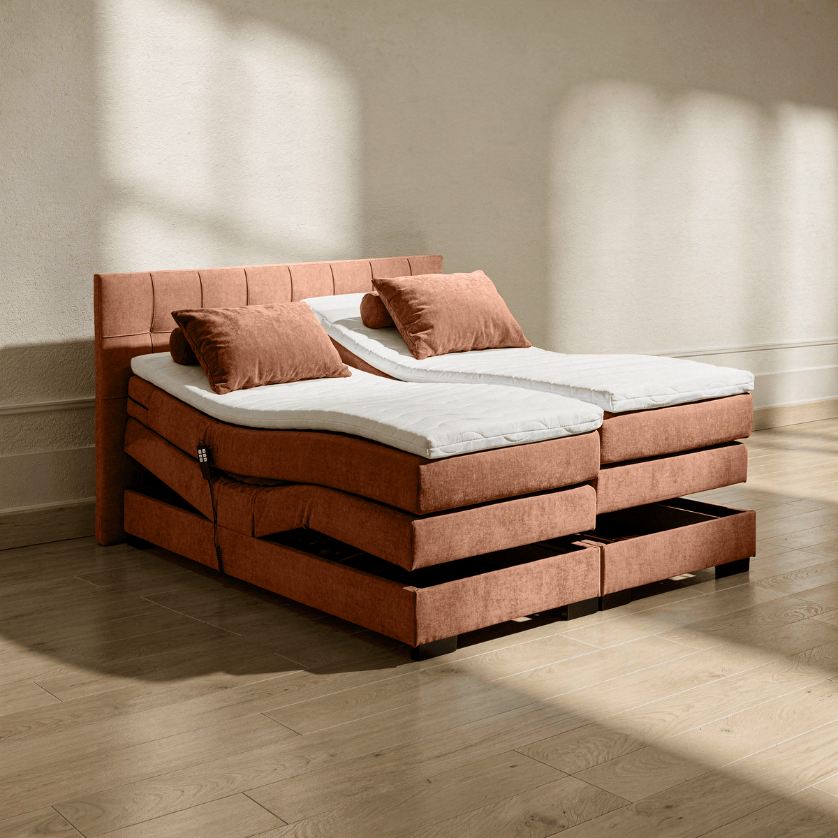 Boxspring Tabeno - Congnac - Electric Adjustable - Marcottestyle Shop 180 x 200cm HR foam topper (cold foam) | Marcottestyle