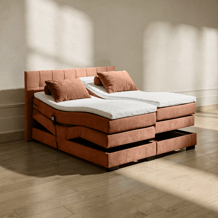 Boxspring Tabeno - Congnac - Electric Adjustable - Marcottestyle Shop 180 x 200cm HR foam topper (cold foam) | Marcottestyle