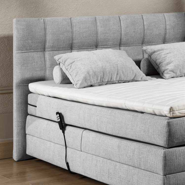 Boxspring Tabeno - Grey - Electric Adjustable - Marcottestyle Shop 180 x 200cm HR foam topper (cold foam) | Marcottestyle