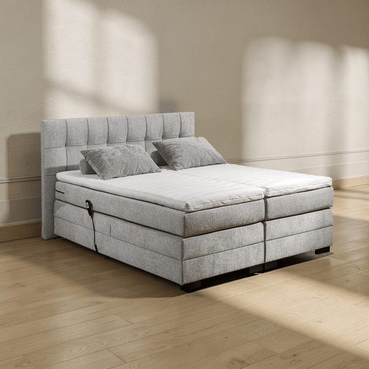 Boxspring Tabeno - Grey - Electric Adjustable - Marcottestyle Shop 180 x 200cm HR foam topper (cold foam) | Marcottestyle