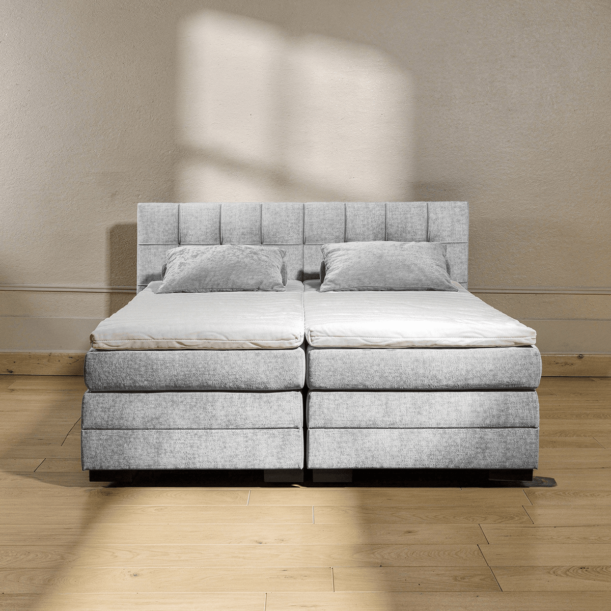 Boxspring Tabeno - Grey - Electric Adjustable - Marcottestyle Shop 180 x 200cm HR foam topper (cold foam) | Marcottestyle