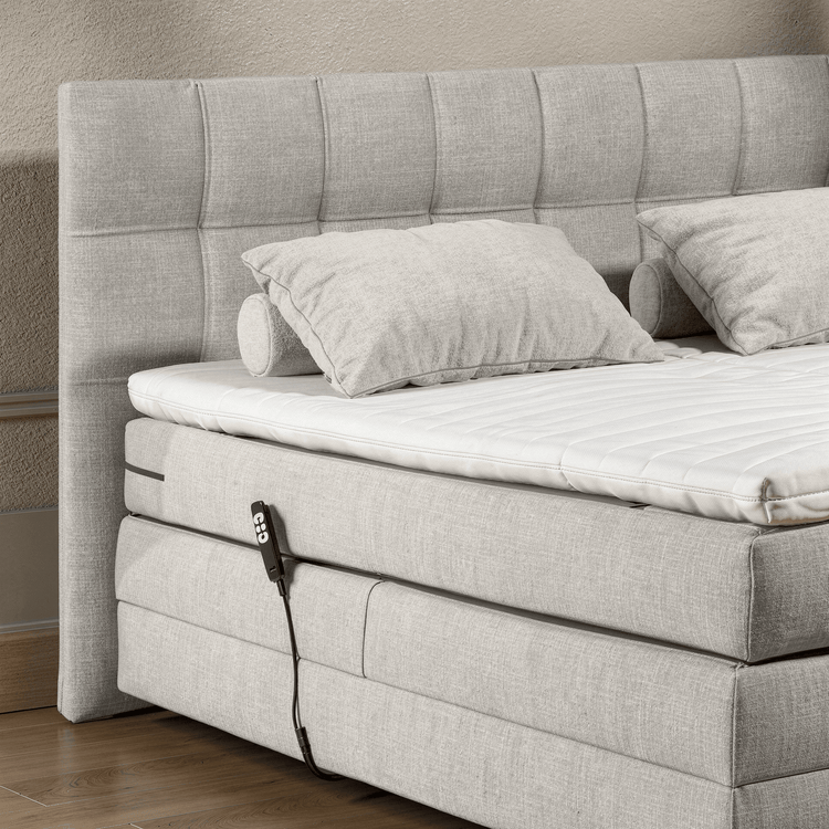 Boxspring Tabeno - Sand - Electric Adjustable - Marcottestyle Shop 180 x 200cm HR foam topper (cold foam) | Marcottestyle