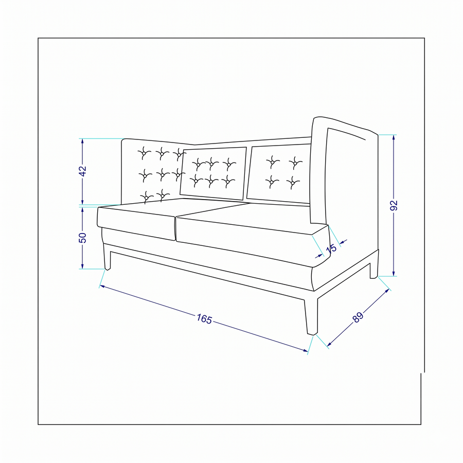 Sofa Sitzbank Breitling - Schwarz - 165 x 89 x 92 cm