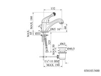 Bronces Mestre Indica 038103 technische tekening met maten