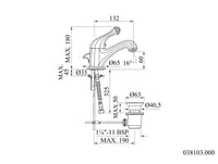 Bronces Mestre Indica 038103 technische tekening met maten