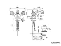 Bronces Mestre Indica 038105 technische tekening met maten