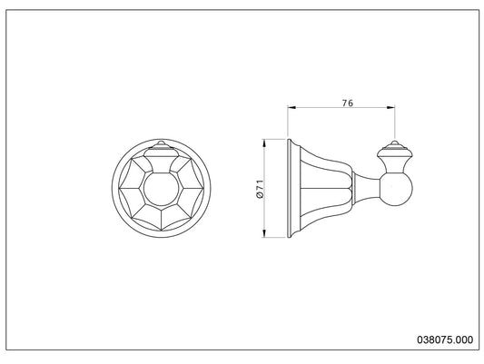 Bronces Mestre Indica 038075 technische tekening met maten
