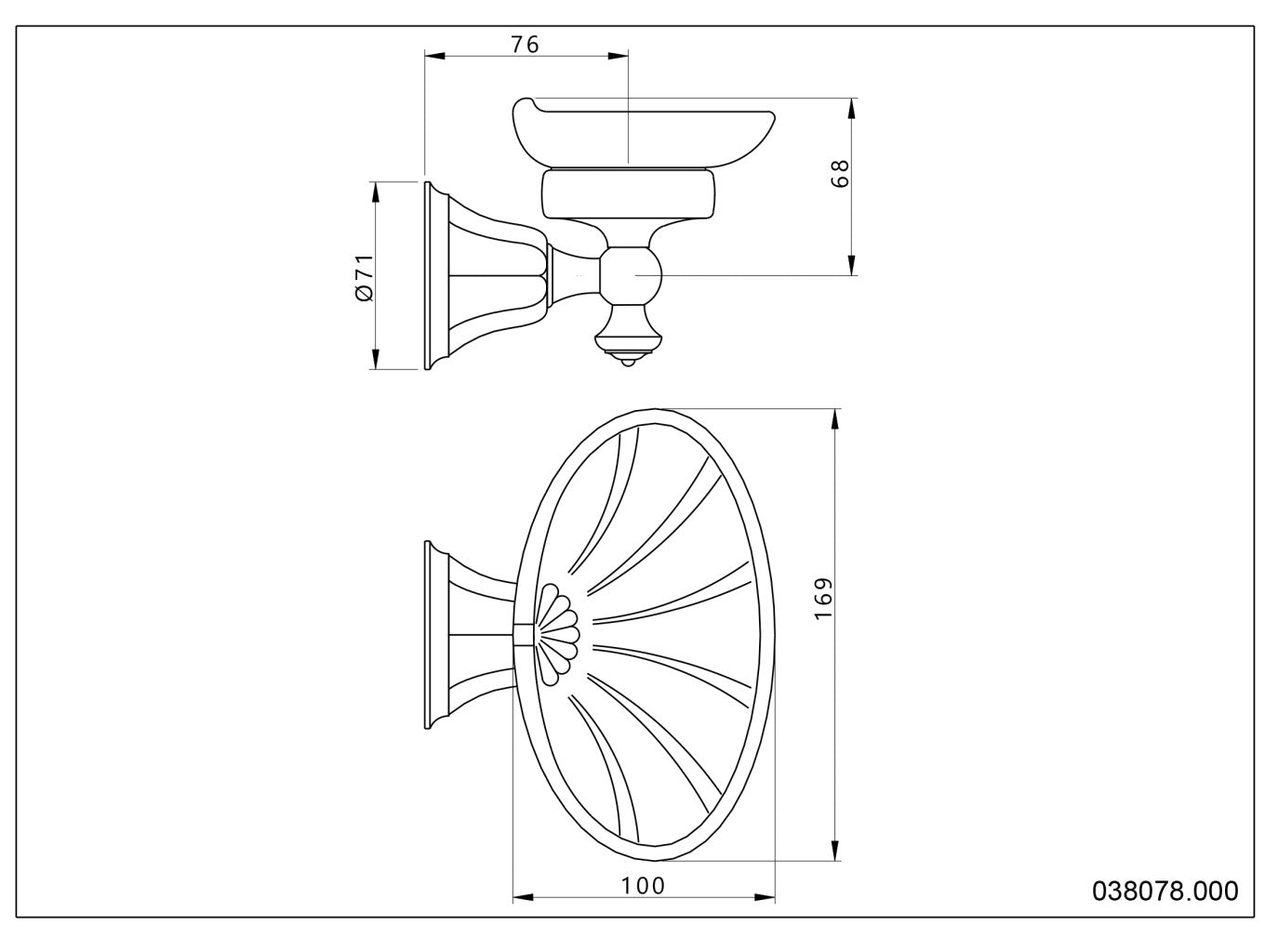 Bronces Mestre Indica 038078 technische tekening met maten