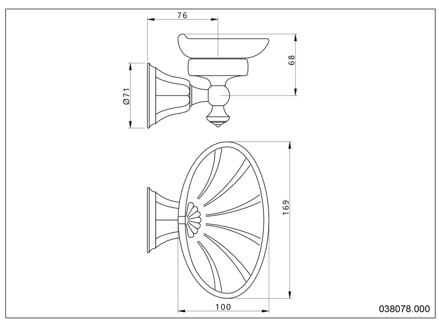 Bronces Mestre Indica 038078 technische tekening met maten