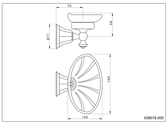 Bronces Mestre Indica 038078 technische tekening met maten