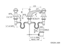 Bronces Mestre Indica 038201 technische tekening met maten