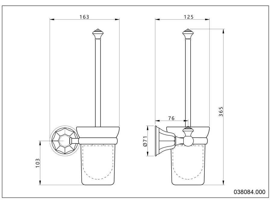 Bronces Mestre Indica 038084 technische tekening met maten