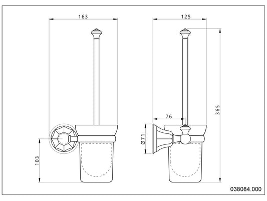 Bronces Mestre Indica 038084 technische tekening met maten