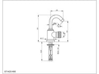 Bronces Mestre Soho Single Lever Bidet Mixer - 071423 - technical drawing