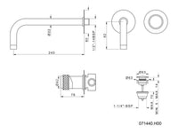 Bronces Mestre Soho Single Lever Wall Basin Mixer - 071440 - technical drawing