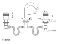 Bronces Mestre Soho Three Holes Bidet Set - 071421 - technical drawing