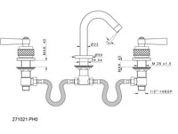 Bronces Mestre Soho Three Holes Bidet Set with Handle - 271021 - technical drawing