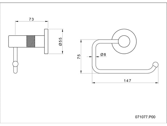 Bronces Mestre Soho Toilet Roll Holder - 071077 - technical drawing