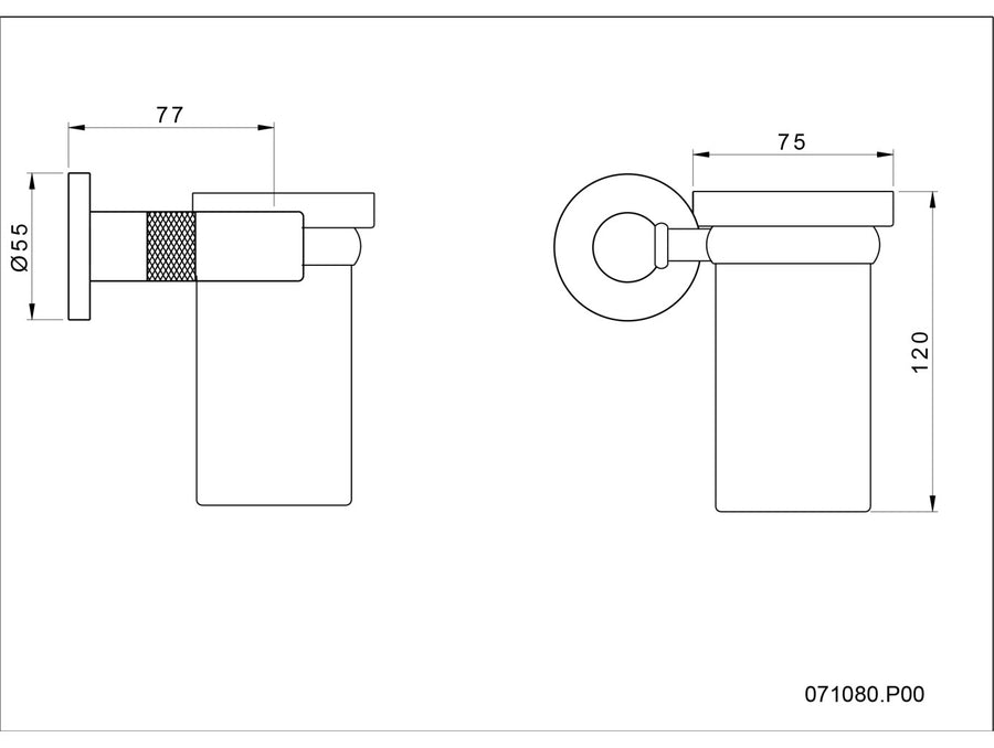 Bronces Mestre Soho Wall Toothbrush Holder - 071080 - technical drawing
