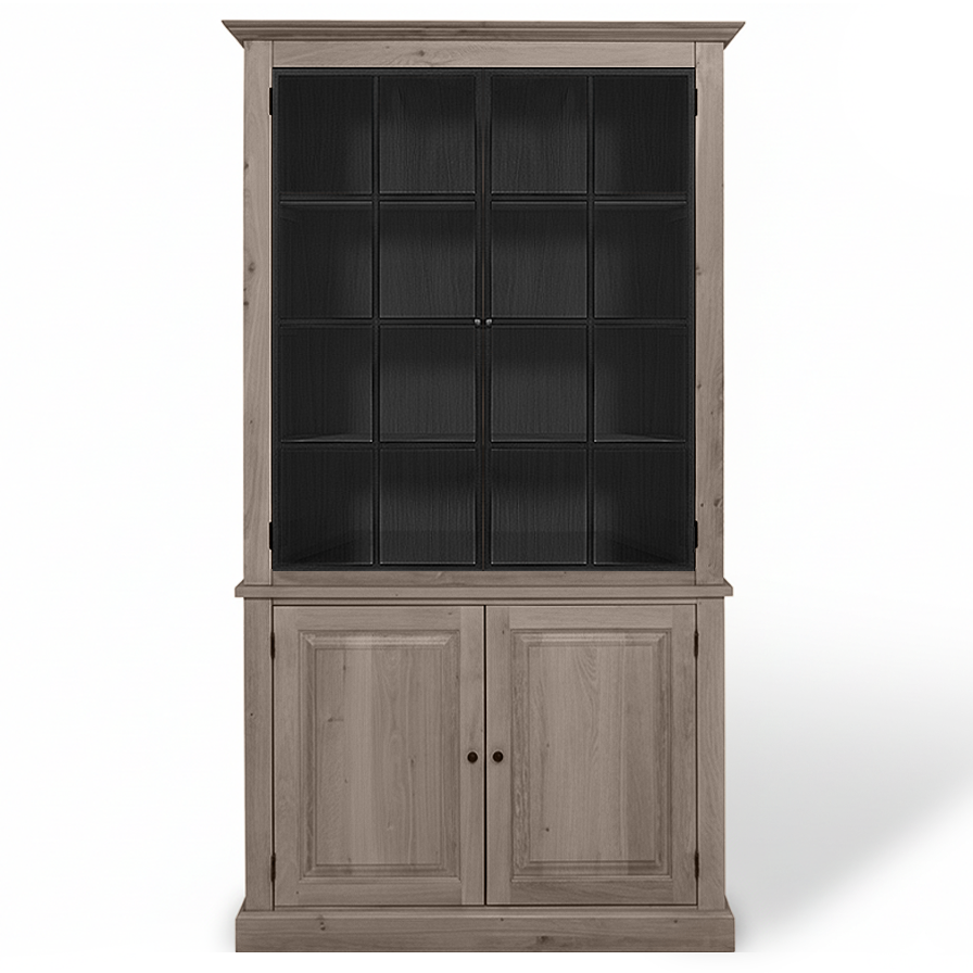 Wexford Display Cabinet - Brown Oak with 2 Glass Panel Doors | Marcottestyle