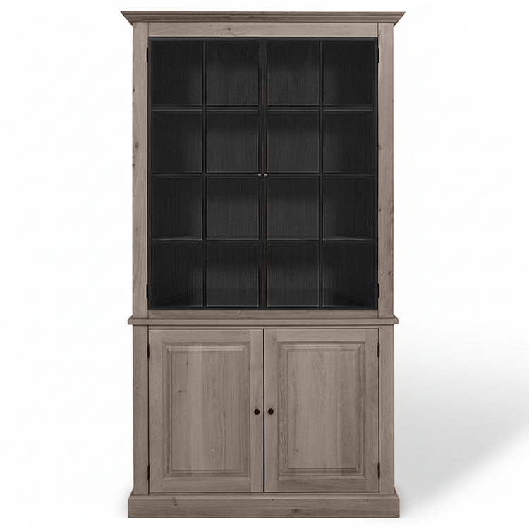 Wexford Display Cabinet - Brown Oak with 2 Glass Panel Doors | Marcottestyle