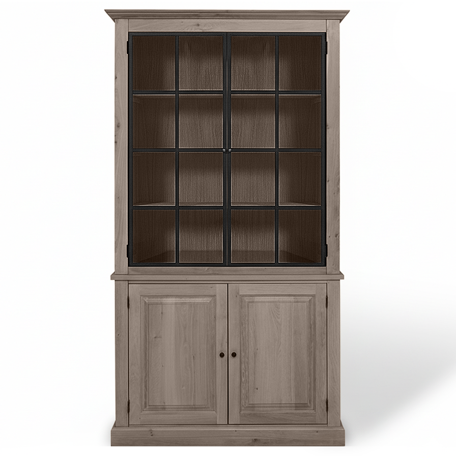 Wexford Display Cabinet - Brown Oak with 2 Glass Panel Doors | Marcottestyle