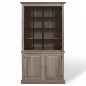 Display Cabinet Wexford - 2 Glass Panel Doors - Brown Oak