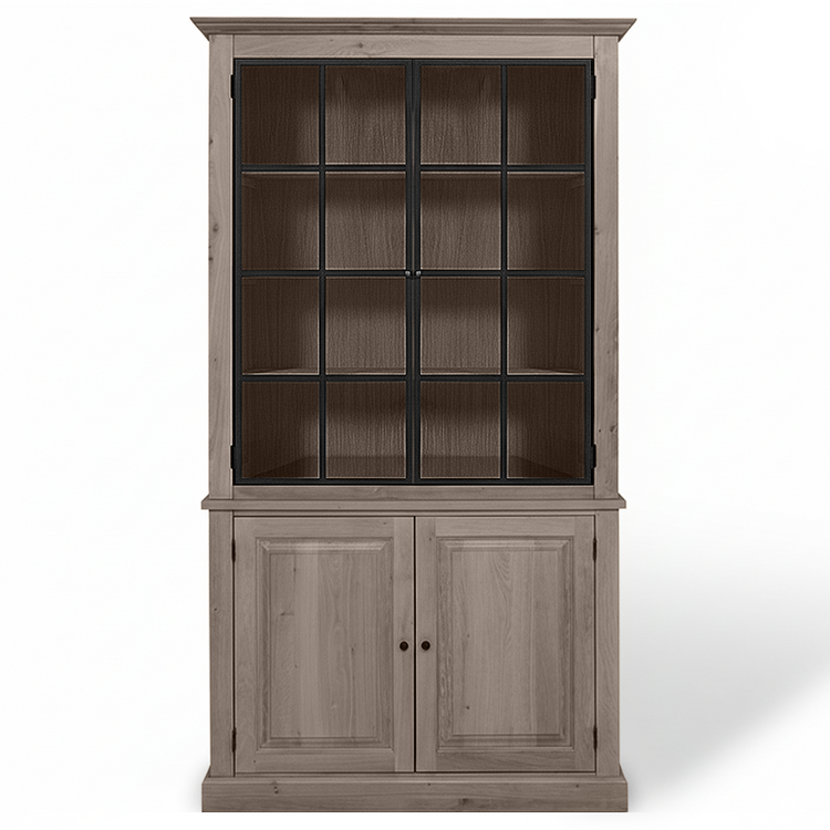 Wexford Display Cabinet - Brown Oak with 2 Glass Panel Doors | Marcottestyle