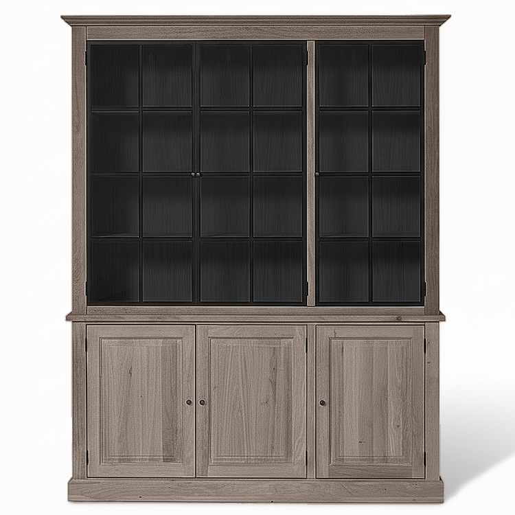 Wexford Display Cabinet - Brown Oak with 3 Glass Panel Doors | Marcottestyle