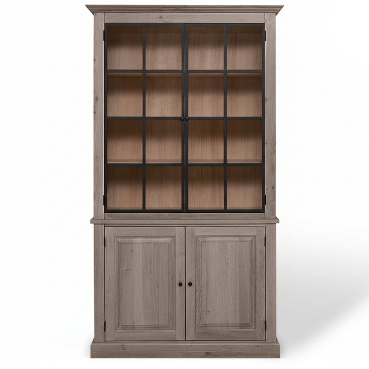 Wexford Display Cabinet - Brown Oak with 2 Glass Panel Doors | Marcottestyle