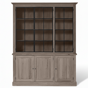 Display Cabinet Wexford - 3 Glass Panel Doors - Brown Oak