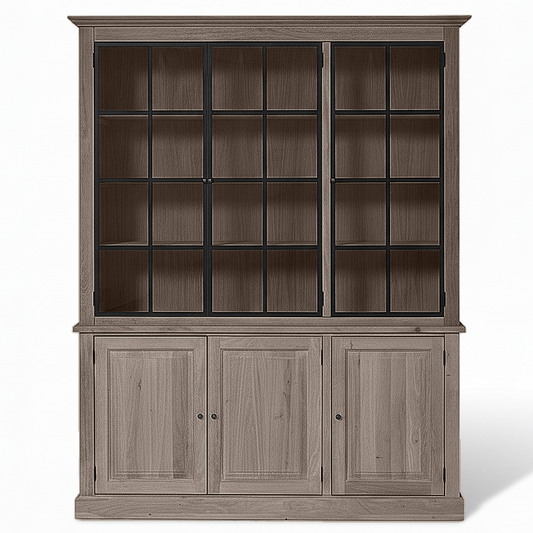 Wexford Display Cabinet - Braun Eiche with 3 Glass Panel Doors | Marcottestyle