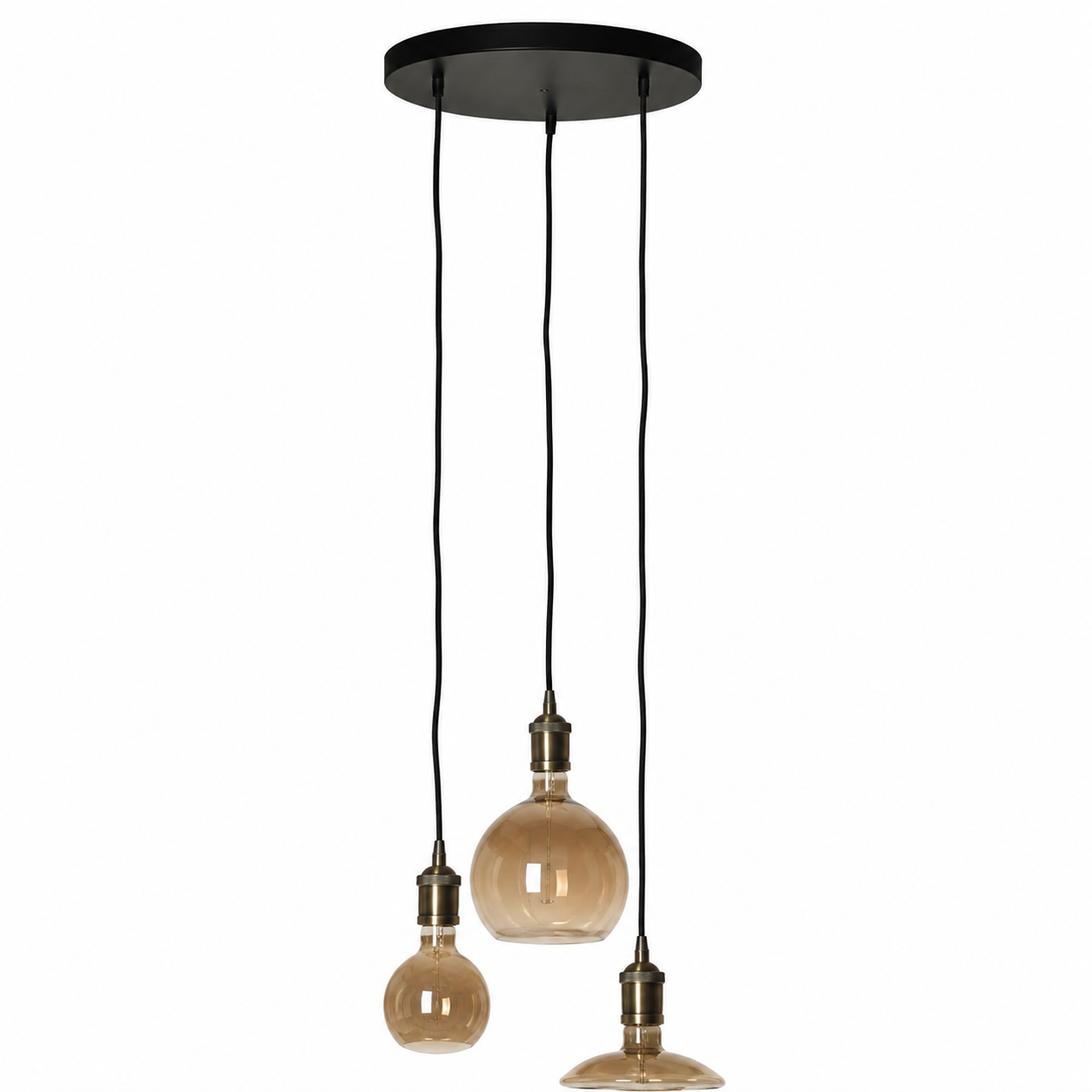 Pendant Light Brynja 2553Q - 3xE27 - Black pendant lamp - front view on white background