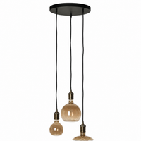 Pendant Light Brynja 2553Q - 3xE27 - Black pendant lamp - front view on white background