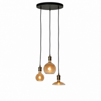 Pendant Light Brynja 2553Q - 3xE27 - Black pendant lamp illuminated with warm light