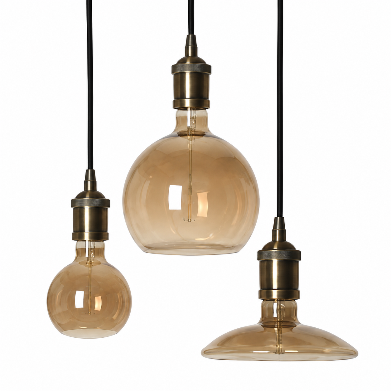 Pendant Light Brynja 2553Q - 3xE27 - Black pendant lamp close-up fabric and material detail