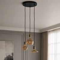 Pendant Light Brynja 2553Q - 3xE27 - Black pendant lamp in modern interior room setting